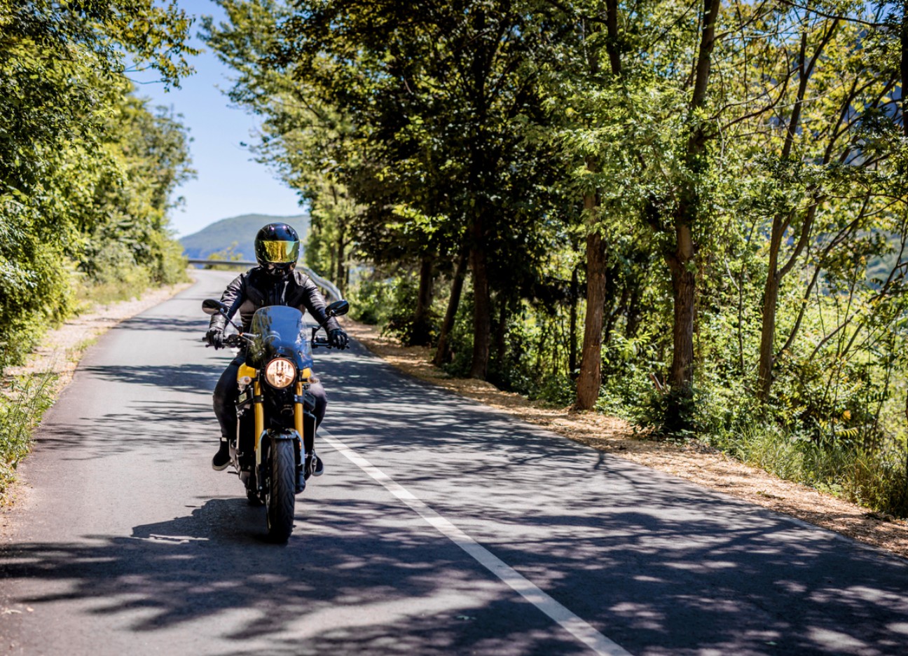 Ratgeber Bühnenbild: Sainsonvorbereitung Motorrad, Moped Ein Motorradfahrer fährt an einem sonnigen Tag eine Landstraße entlang.