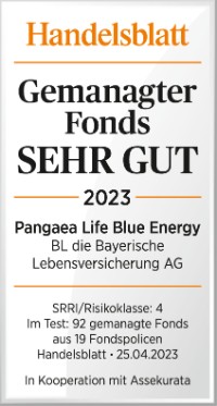 Handelsblatt Siegel zum Pangaea Life Blue Energy Fonds - Testsieger 2023