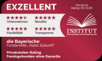 Siegel des Instituts für Vorsorge und Finanzplanung für die Fondsrente "Hallo Zukunft" der Bayerischen