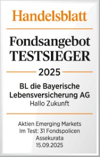 Handelsblatt-Siegel Fondsangebot Testsieger 2025 Fondsrente "Hallo Zukunft"