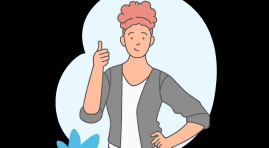 Illustration einer Frau, die den Daumen hoch macht.