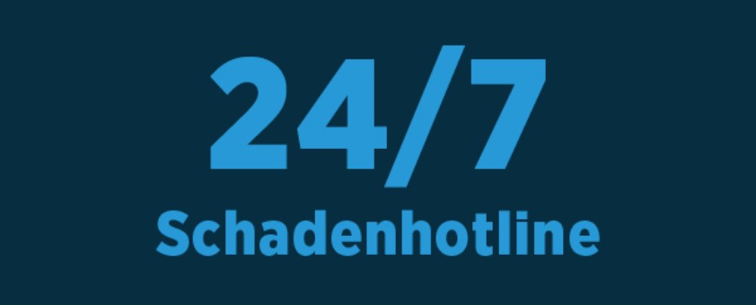 Teaserkachel, auf der "24/7 Schadenhotline" steht