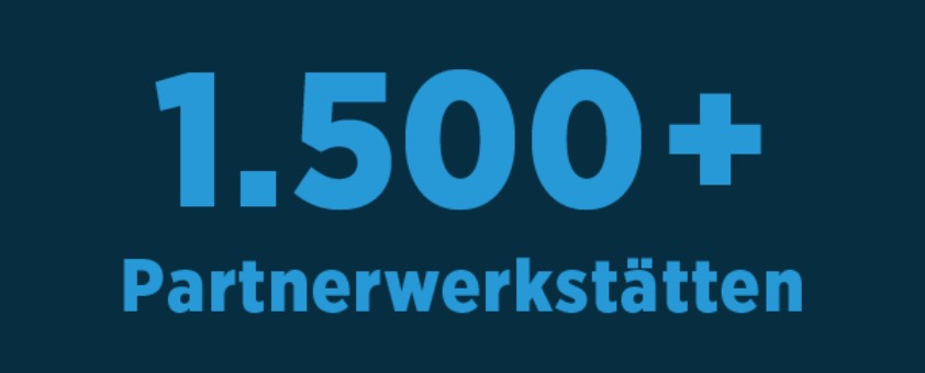 Teaserkachel, auf der "1.500+ Partnerwerkstätten" steht