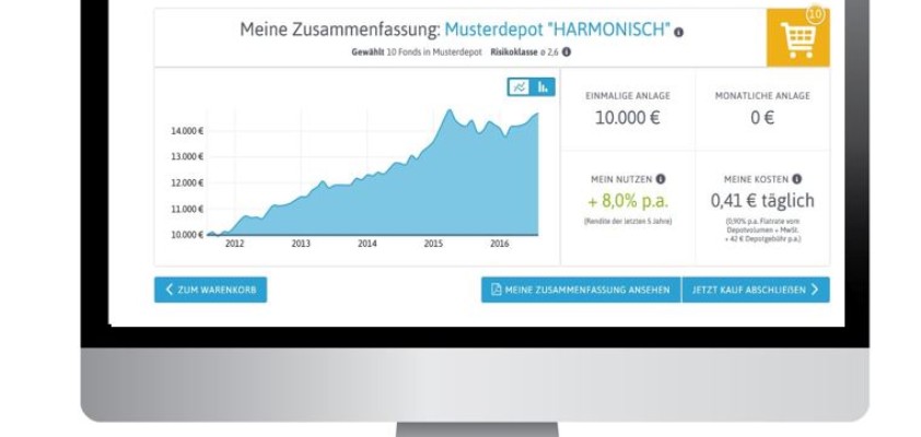 Graphik eines Computerbildschirms zum Fondsshop