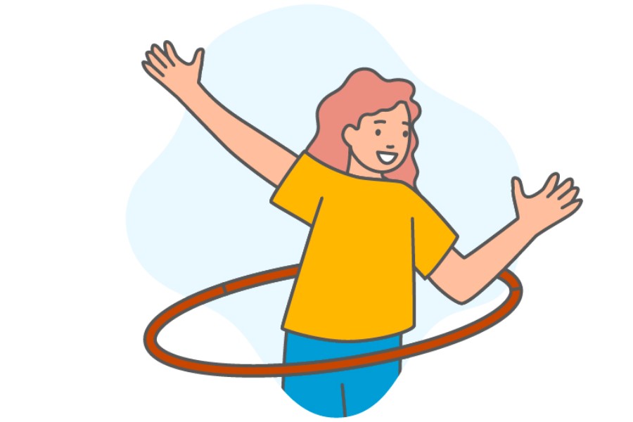 Grafik eines Mädchens mit Hula Hoop Reifen Grafik eines Mädchens mit Hula Hoop Reifen
