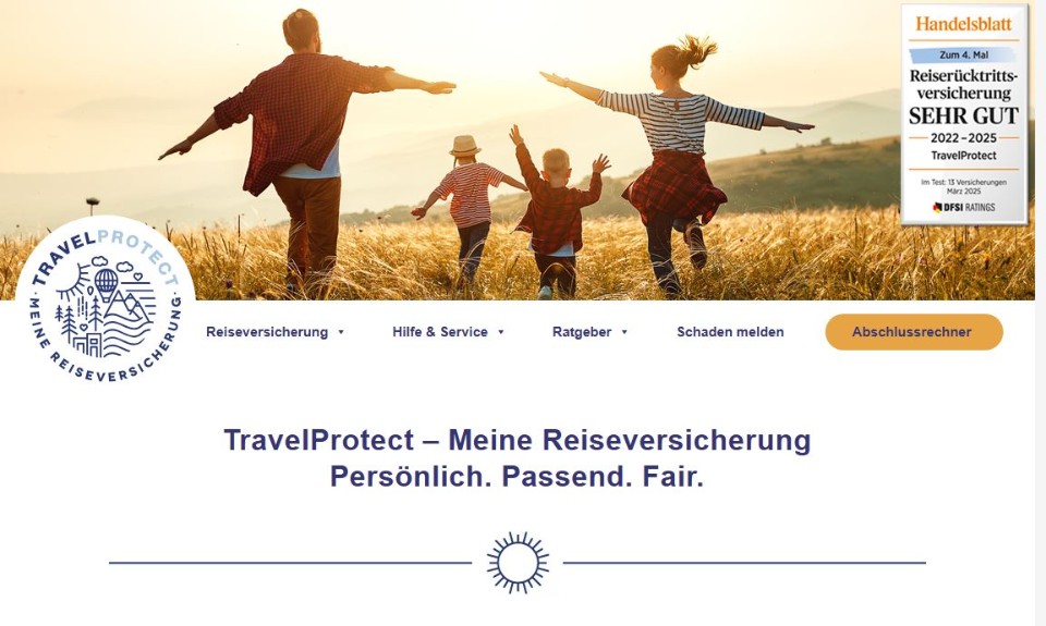 Startseite der Website travelprotect.de
