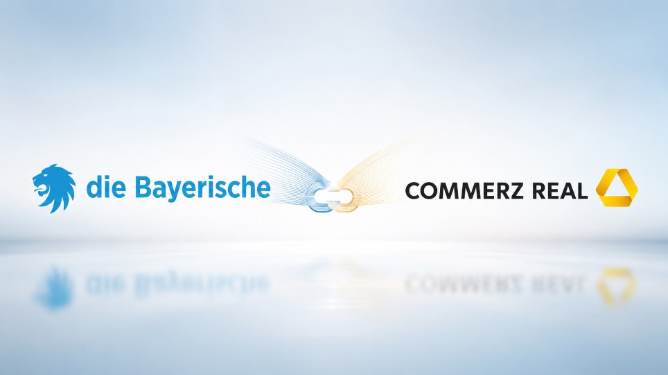 Die beiden Logos von der Bayerischen und der Commerz Real - Das Bild wurde mit KI generiert.