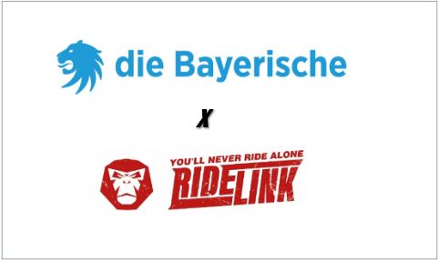 Logo die Bayerische x Ridelink auf weißem Hintergrund