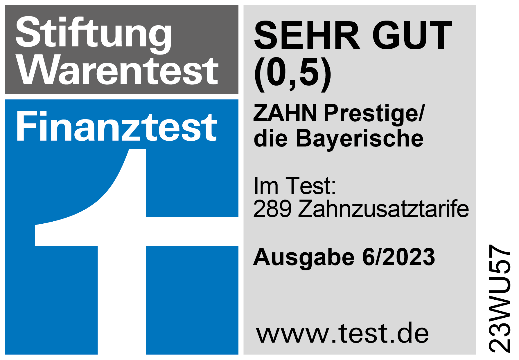 Zahn Prestige Plus der Bayerischen: Sehr gut (0,5) bei Stiftung Warentest Ausgabe 6/2022