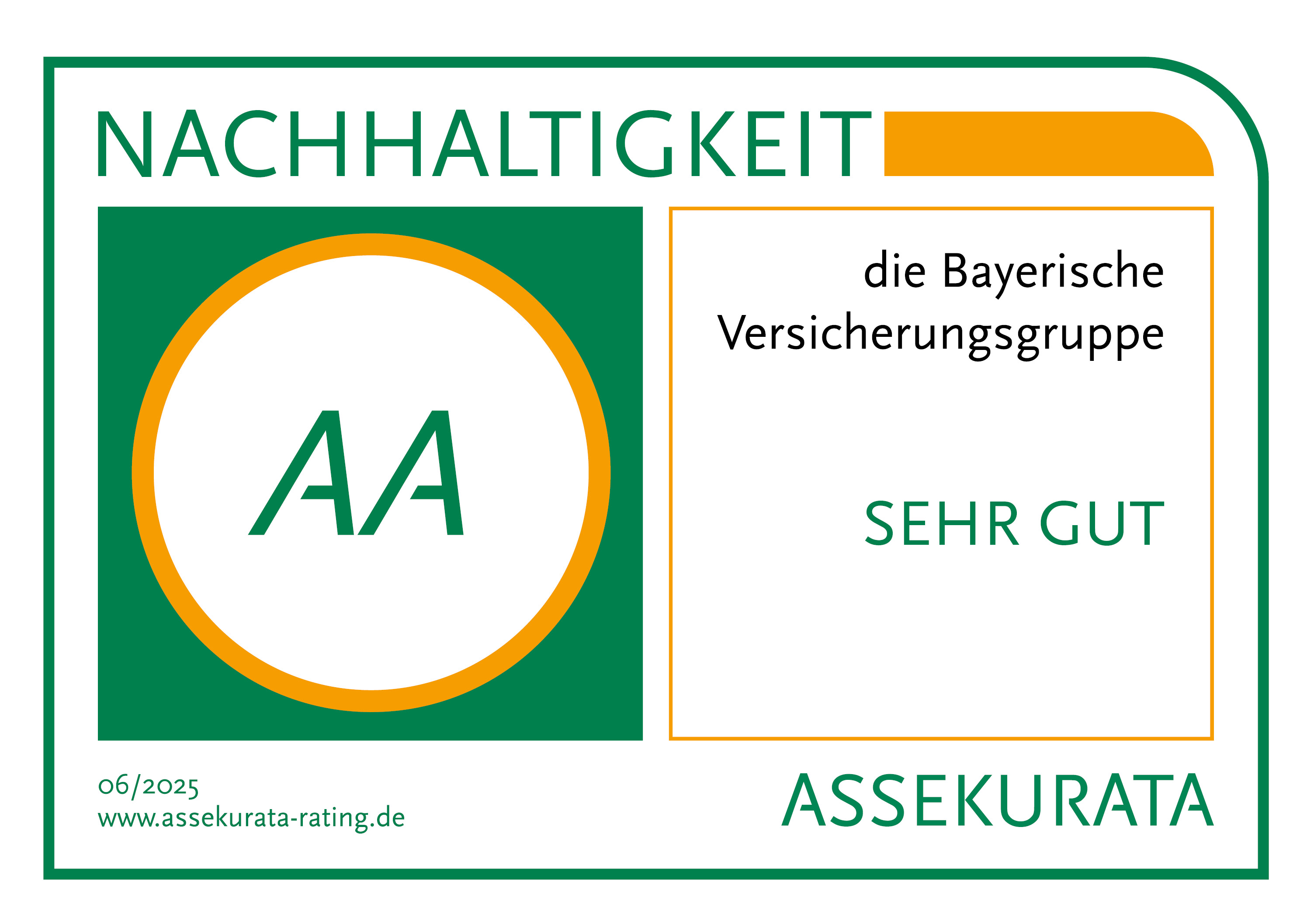 Assekurata-Auszeichnung: Nachhaltigkeit sehr gut für die Bayerische Versicherungsgruppe